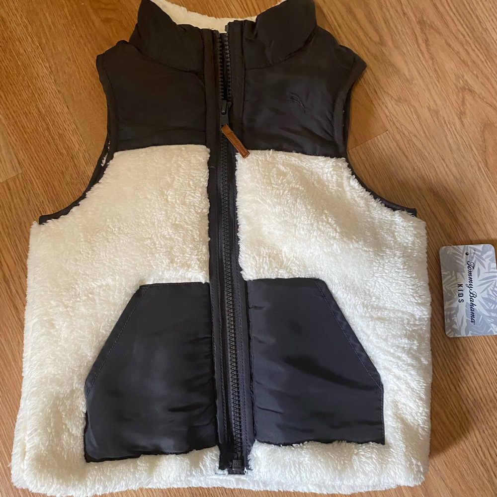 Tommy Bahama Black and White Vest with Quilted Design